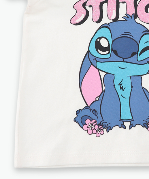 Blusa Infantil Stitch Disney Tam 1 a 3 Off White
