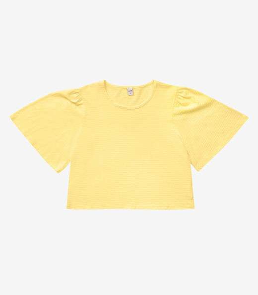 Blusa Feminina Manga Franzida Amarelo