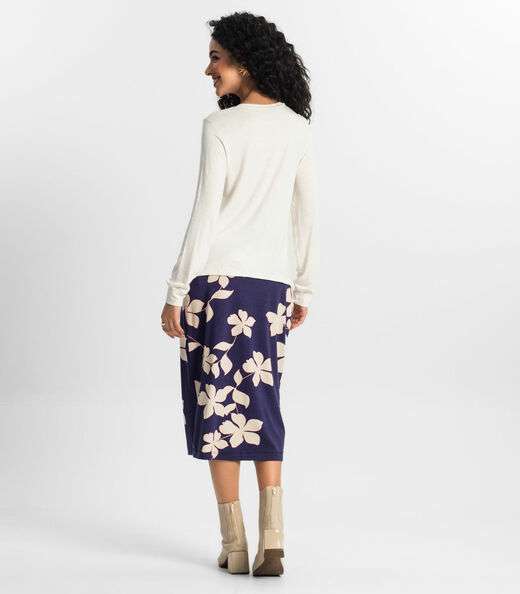 Saia Midi Feminina Rovitex Azul