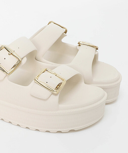 Tamanco Flatform Birken Feminina Fivela Moleca Off White