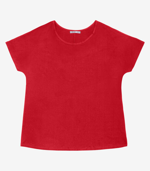 Blusa Manga Curta Feminina Plus Size Secret Glam Vermelho