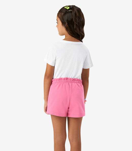 Shorts Infantil em Moletom Sarjado Rovi Kids Rosa