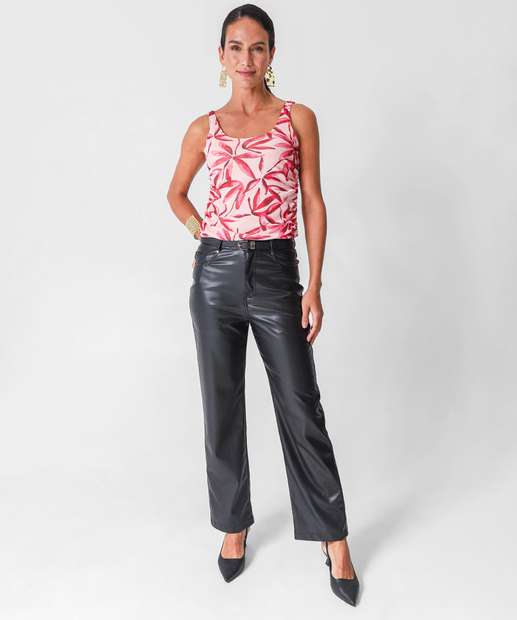 Blusa Regata Feminina Franzida Tule Marisa Rosa