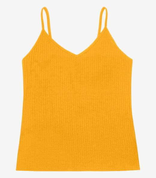 Blusa De Alça Feminina Ribana Canelada Rovitex Amarelo