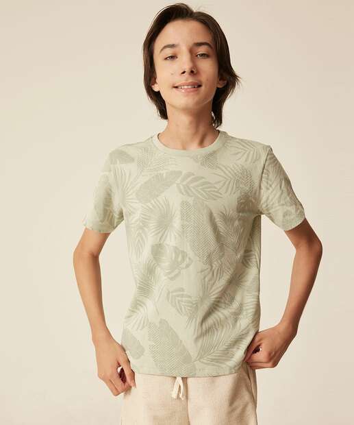 Image_Camiseta Juvenil Manga Curta Folhas MR Tam 10 a 16