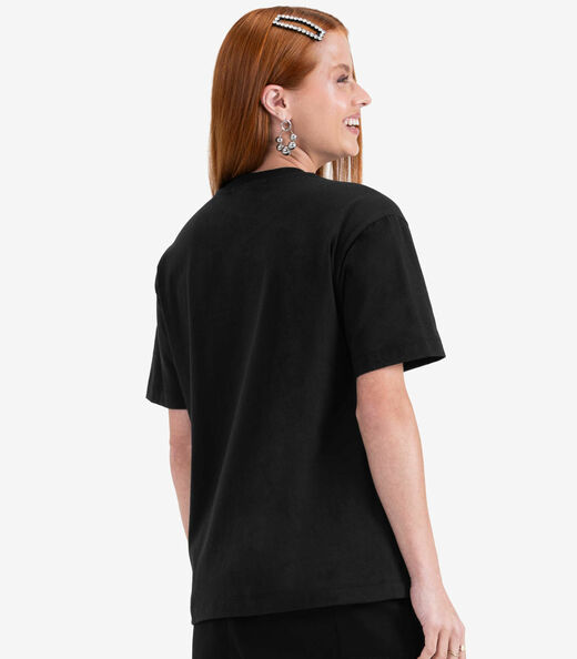 Camiseta T-Shirt Manga Curta em Meia Malha Minty Preto