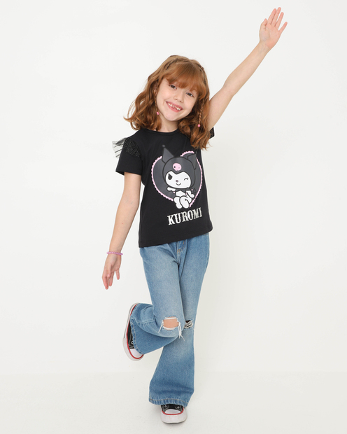 Blusa Infantil Hello Kitty Halloween Tule Tam 4 a 10 Preto