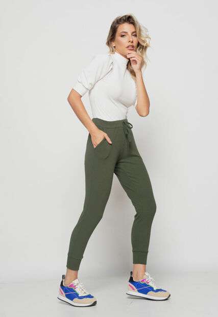 Blusa  Gola Alta Malha Canelada Branco