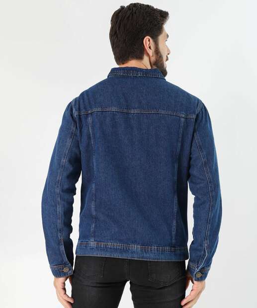 Jaqueta Masculina Jeans Bolsos Azul
