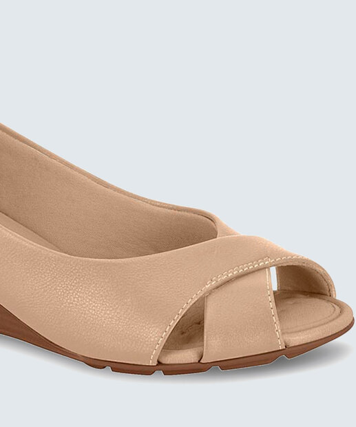 Peep Toe Feminino Salto Anabela Tiras Modare 