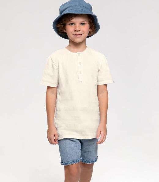 Conjunto Infantil Camiseta Com Bermuda Trick Nick Bege