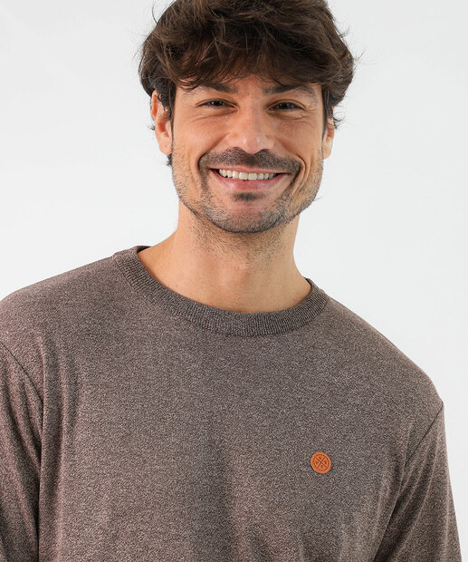 Suéter Masculino Tricô Mescla Marisa Marrom