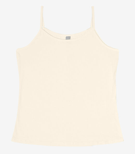 Blusa de Alça Feminina Viscotorcion Básica Rovitex Bege