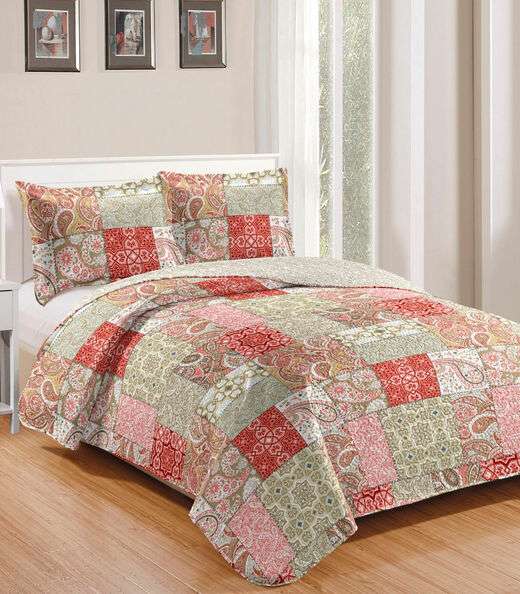 Image_Colcha King Bouti Patchwork Microfibra Rozac Marrom