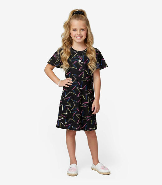 Image_Vestido Infantil Feminino Estampado Select Preto