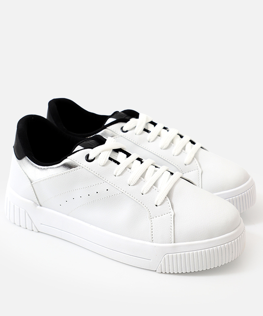 Tênis Casual Feminino Recortes Marisa Branco