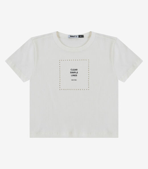 Blusa Feminina Em Ribana Com Termocolante Minty Bege