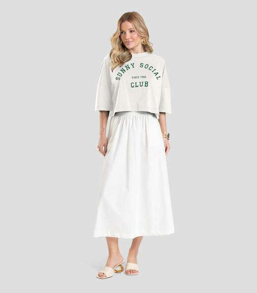 T- Shirt Feminina Cropped Dianna Bege