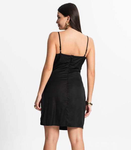Vestido Feminino Curto Alcinha Com Fenda Style Box Preto