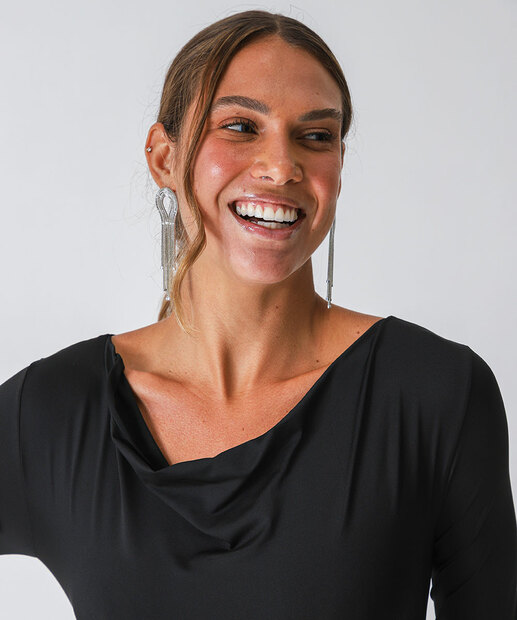 Body Feminino Suplex Degagê Manga Longa Marisa Preto