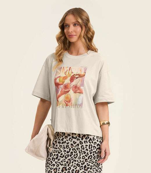 Camiseta Feminina em Meia Malha Rovitex Bege