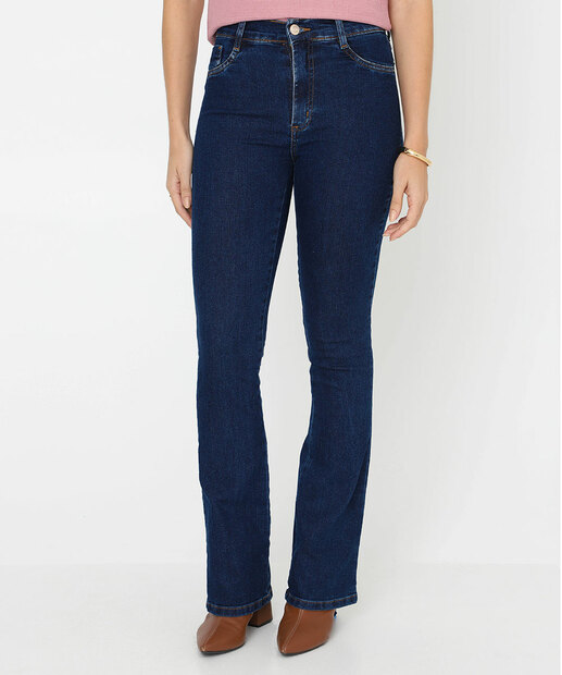 Calça Boot Cut Feminina Cintura Alta Sawary Azul