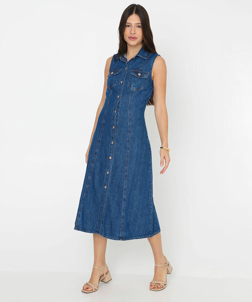 Image_Vestido Feminino Chemise Midi Liocel Marisa Azul