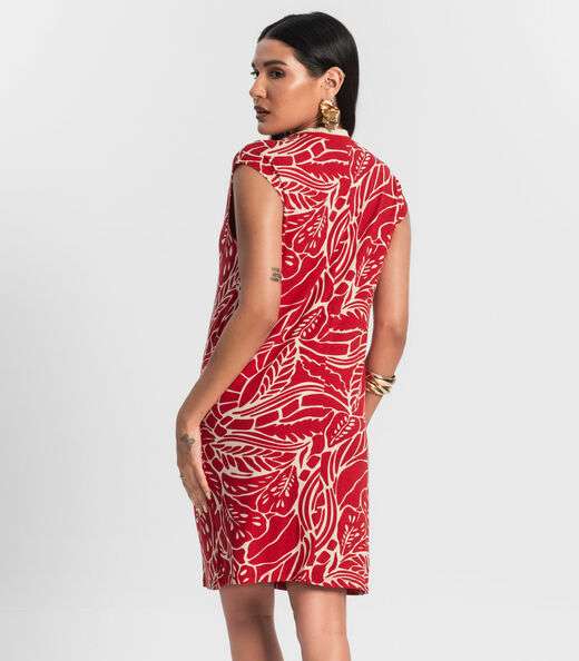 Vestido Feminino Curto Estampado Rovitex Vermelho