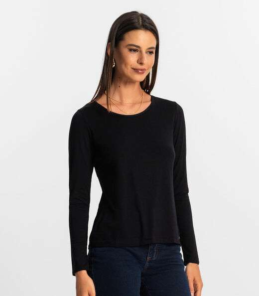 Blusa Feminina Manga Longa Rovitex Preto