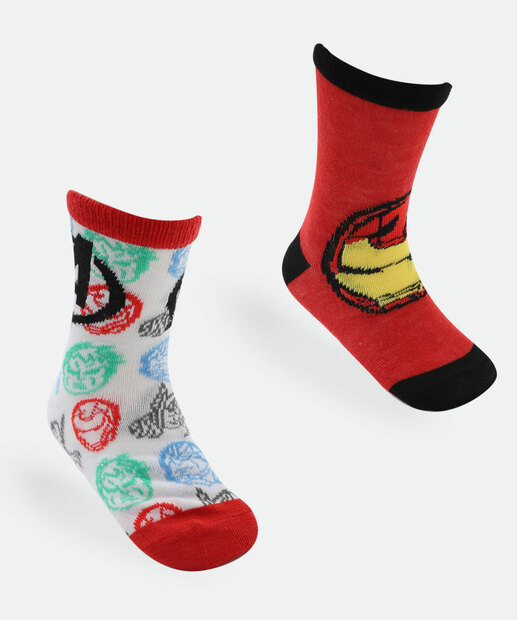Image_Kit 2 Meias Infantil Estampa Super Heróis Marvel Vermelho