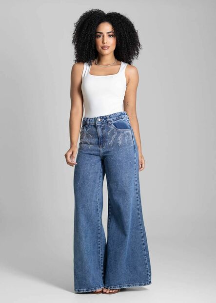 Calça Jeans Sawary Super Wide Leg - 282902