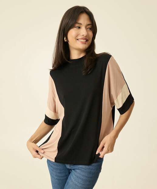 Image_Blusa Feminina Tricolor Manga Curta Marisa