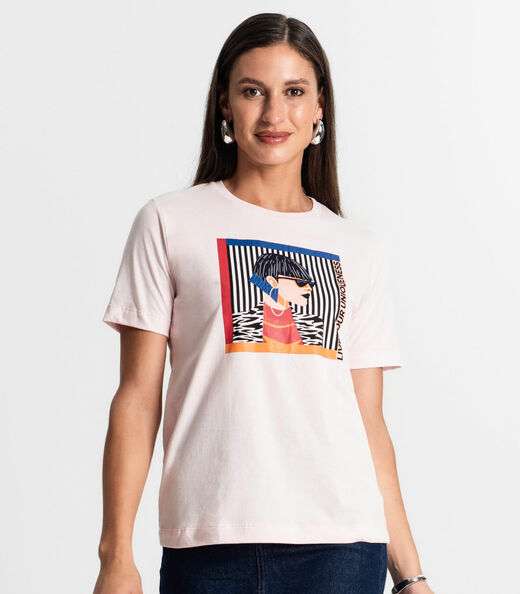 Camiseta Feminina Em Meia Malha Rovitex Rosa