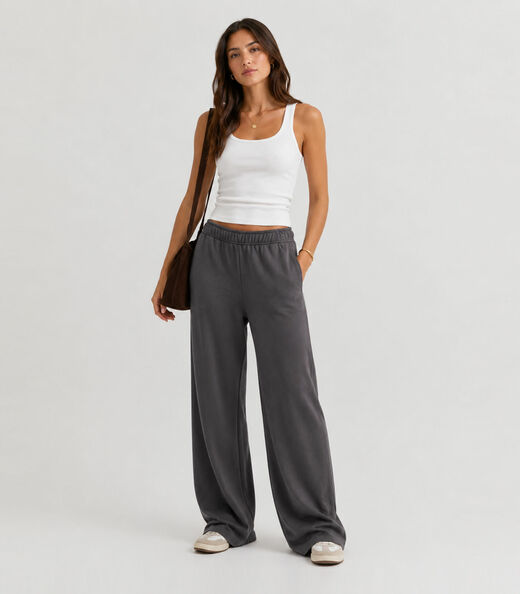 Image_Calça Feminina Em Moletom Peluciado Infinita Cor Cinza