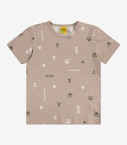 Camiseta Infantil Manga Curta Rovi Kids Marrom