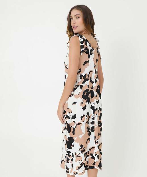 Vestido Midi Feminino Reto Estampado Marisa
