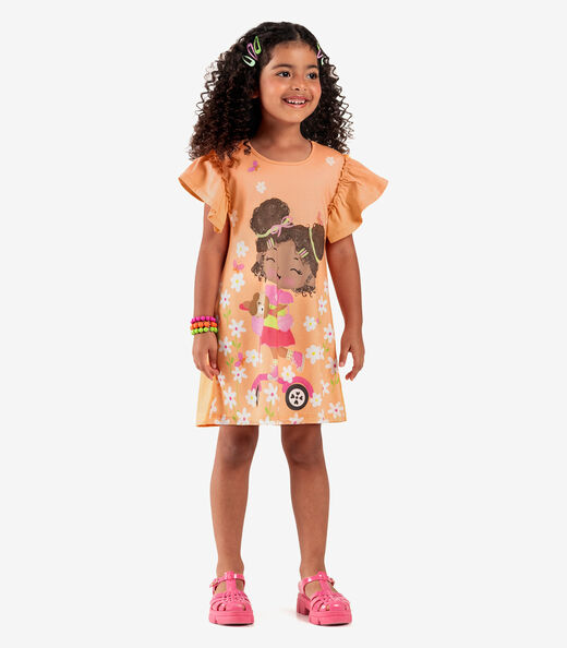 Vestido Infantil Manga Curta Rovi Kids Laranja