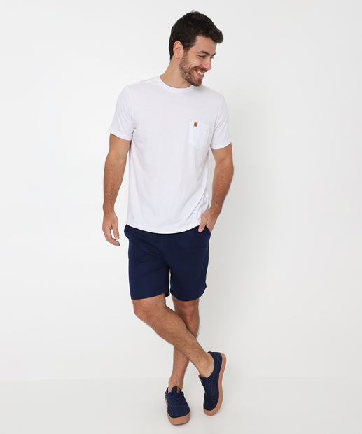 Camiseta Masculina Básica Bolso Marisa Branco