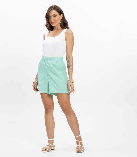 Bermuda Feminina Tecido Linho Rovitex Verde