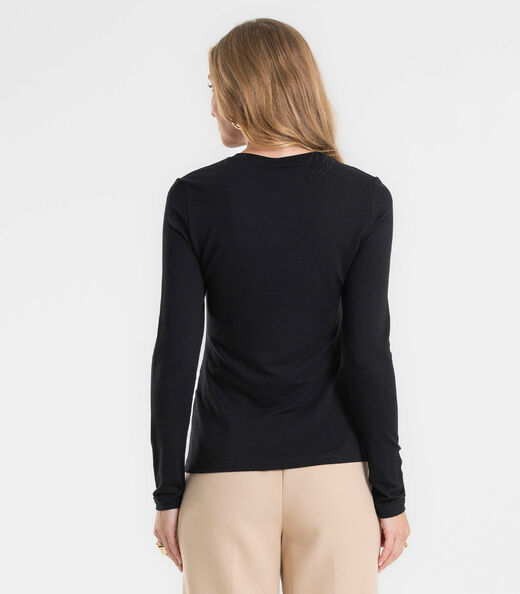 Blusa Feminina Manga Longa Estampada Rovitex Preto