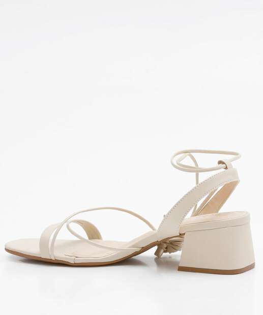 Sandália Salto Grosso Feminina Tiras Amarração Bebecê