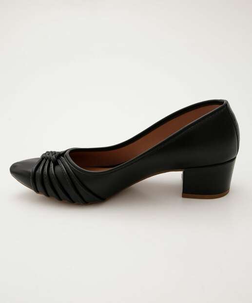 Scarpin Feminino Tiras Salto Grosso Bico Fino