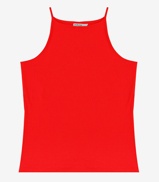 Blusa de Alça Visco Maquinetada Feminina Endless Laranja