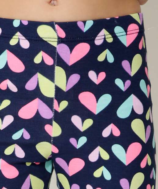 Calça Infantil Legging Cotton Estampa Corações Tam 4 a 10