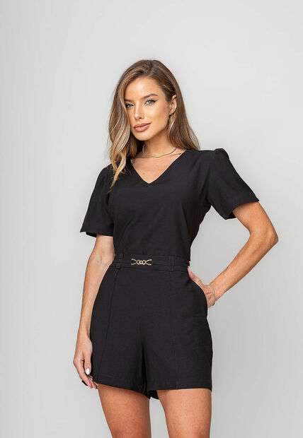 Image_Conjunto Alfaiataria Com Blusa Ampla e Short Fivela Preto Salvatore