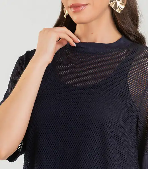 Blusa Feminina Malha Screen Infinita Cor Azul