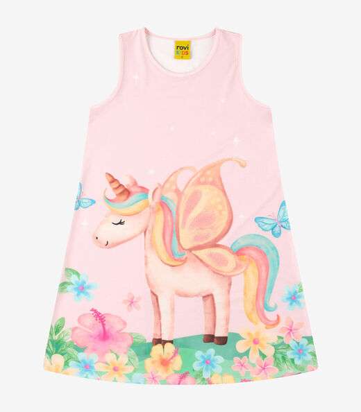 Vestido Poly Flex Touch Cotton Vestido Rovi Kids Rosa