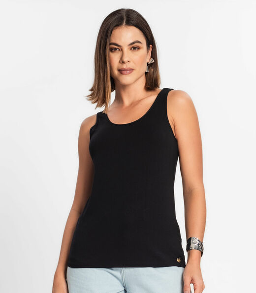 Regata Feminina Básica em Viscotorcion Rovitex Preto