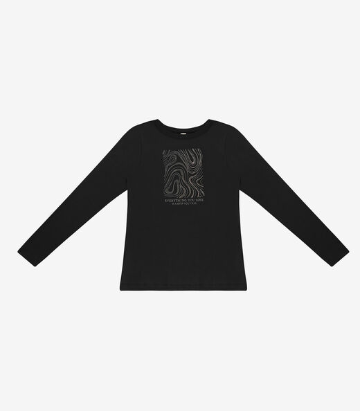 Blusa Feminina Manga Longa Em Molecotton Rovitex Preto