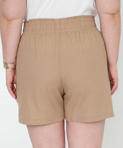 Short Plus Size Feminino Cordão Marisa Bege